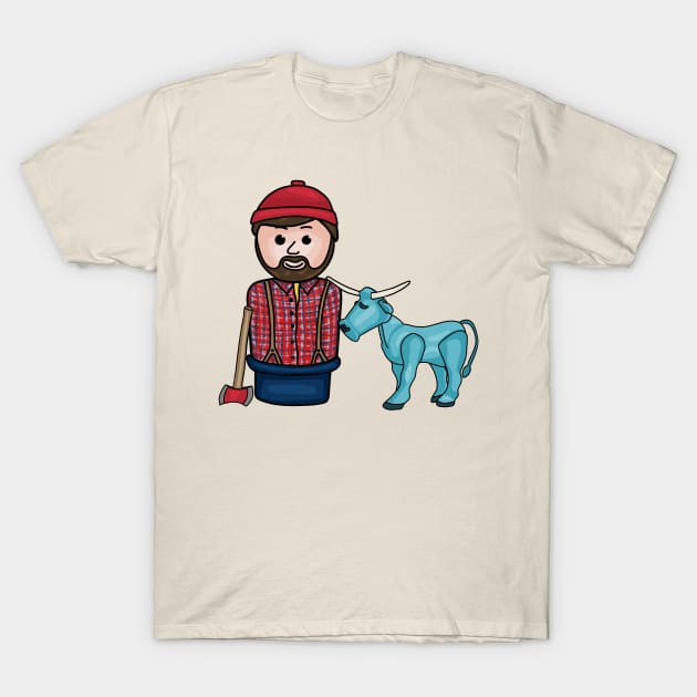 Paul Bunyan and Babe the Blue Ox T-Shirt by Slightly Unhinged